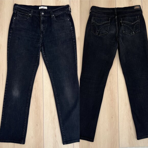 Levi's Women's Black Tag 505 Straight Leg Stretch Denim w/ Pocket Detail Size 12 - Picture 2 of 16